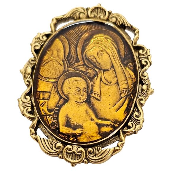 The Vatican Library Collection Mary, Joseph, And Baby Jesus Resin Brooch - Picture 1 of 9